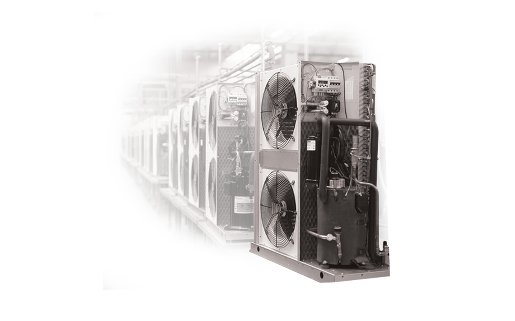 1990 -  produzione di chiller e pompe di calore con compressori scroll e scambiatori ad alta efficienza