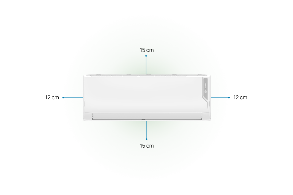 Distanze di rispetto da mantenere 12cm ai lati, 15cm sopra e sotto
