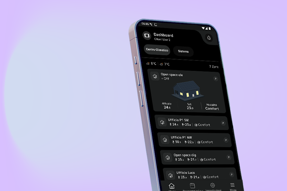 CONTROL4 NRG by Clivet: Semplice come un click. Immagine telefono con App Clivet Eye.