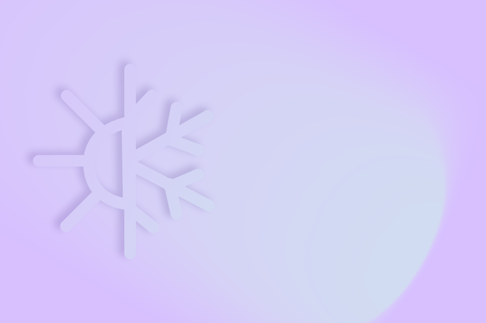 CONTROL4 NRG by Clivet: température idéale dans toutes les pièces. Illustration du symbole chaud/froid sur un fond bleu clair/violet.