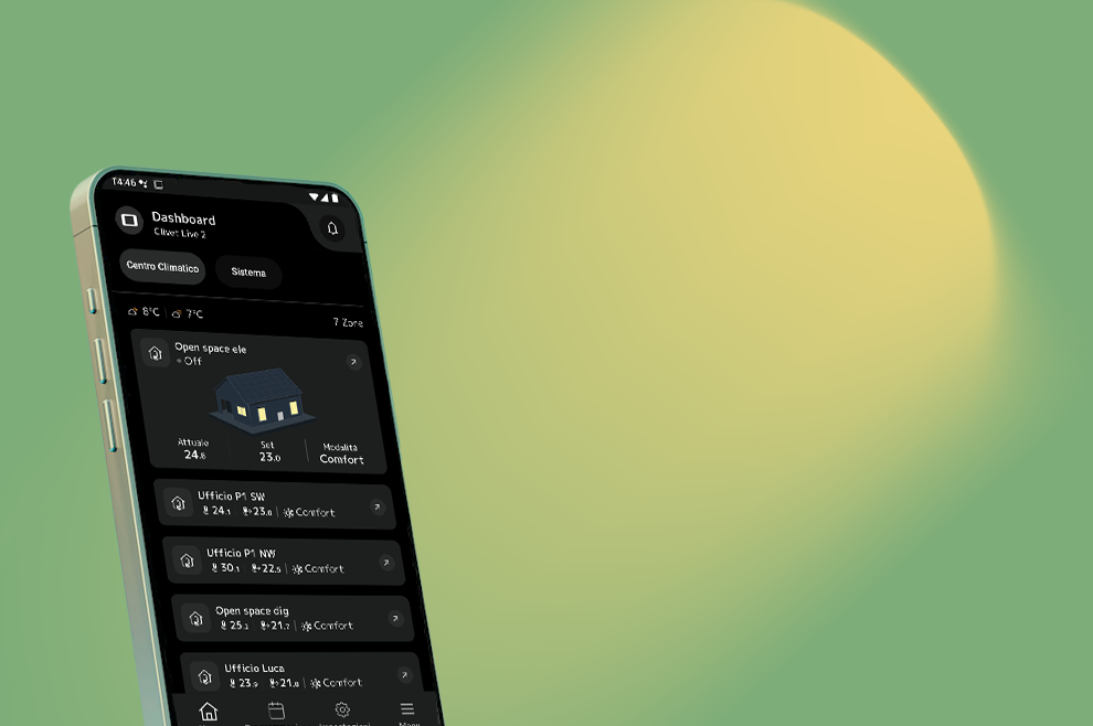 Image graphique : aura de catégorie verte et jaune, avec téléphone affichant l’application hid-tconnect