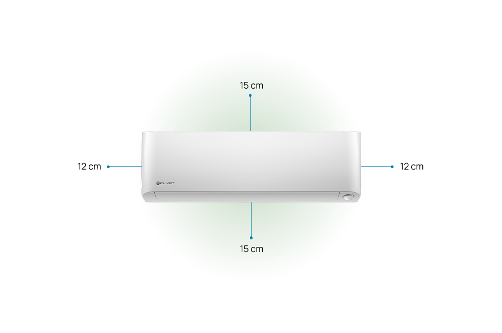 STELVIO: distances à respecter 12 cm sur les côtés, 15 cm au-dessus et en dessous